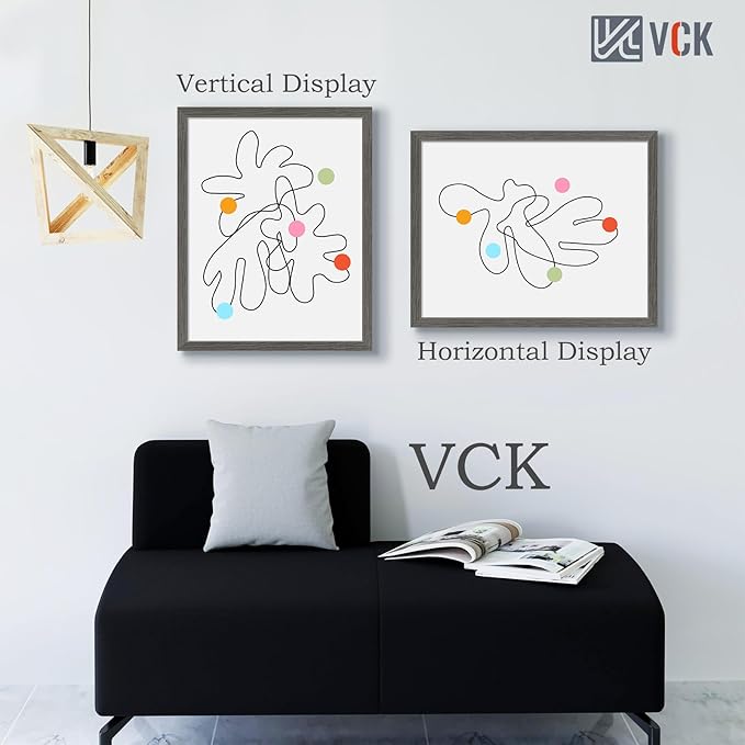 VCK 22x28 Frame Set of 5, Gray Solid Wood Poster Picture Frame, Exclusive Wood Grain, Wall Gallery Frame