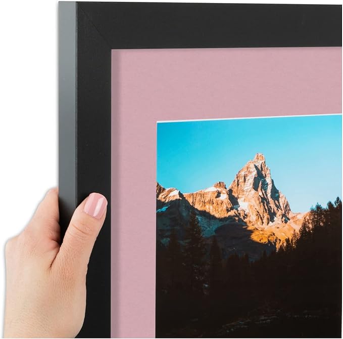 ArtToFrames Collage Photo Frame Double Mat with 2-5x7 inch Openings with Black Frame and Seashell Top Mat