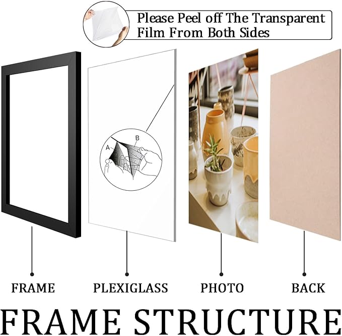 KTKDE 8.5x11 Picture Frame Black Certificate Document Frame 3 Pack Diploma Frames, Poster and Photo, Horizontal and Vertical Formats for Wall Hanging or Tabletop with Shatter Resistant Plexiglass