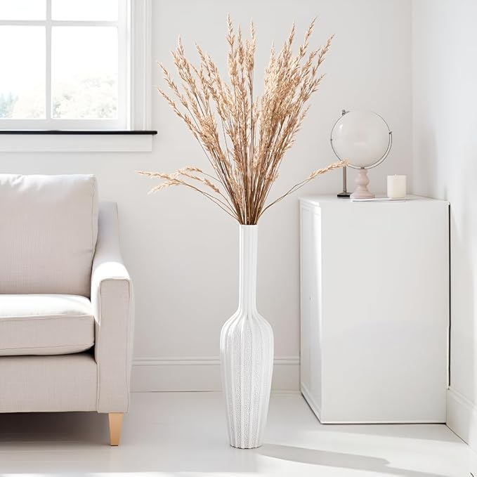 Stylish White Floor Vase - 23.62” Tall - Ideal for Dried Flowers & Home Decor Resin Tall Floor Vase