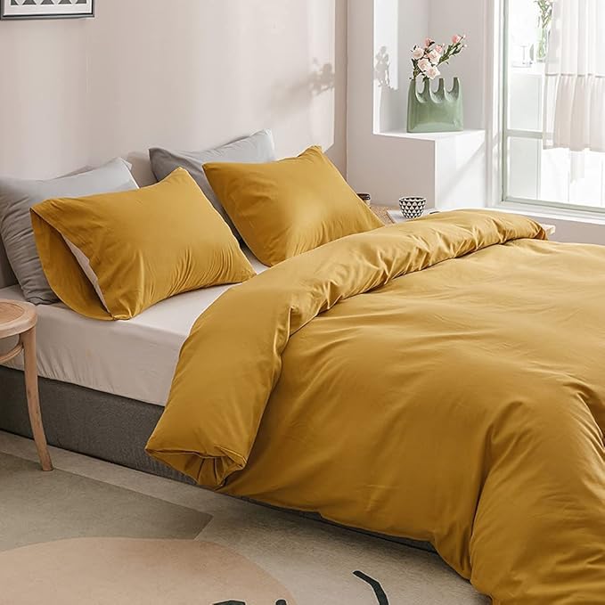 Wellboo Yellow Full Comforter Sets Solid Mustard Yellow Bedding Comforters Women Men Plain Dark Yellow Quilts Modern Minimalist Gold Yellow Blankets Soft Vintage Ginger Yellow Bedroom Decor Aesthetic