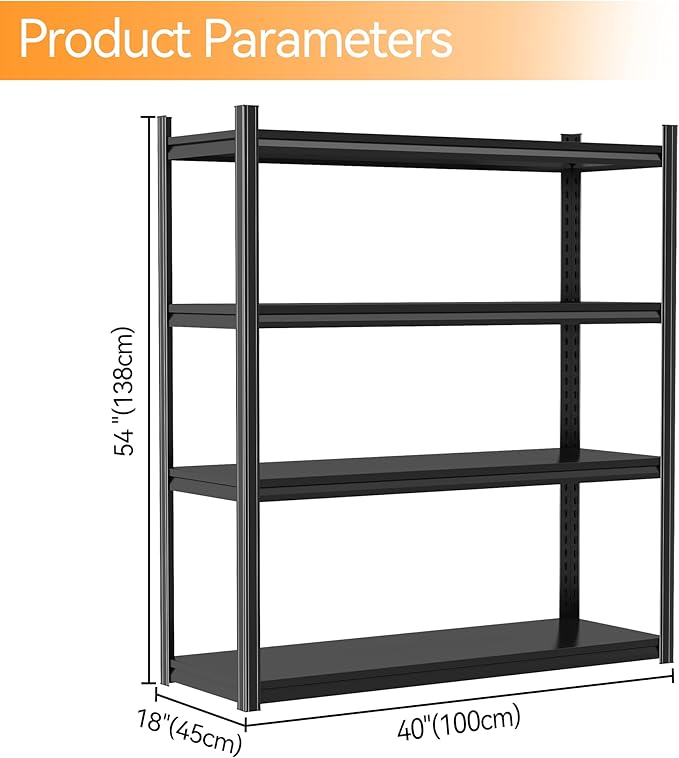 Tall Bookshelf with Open Shelves, Metal Office Book Shelf, Adjustable Organizer Bookcase, Standing Storage Organizer Shelf for Living Room (40" W*18" D*54")