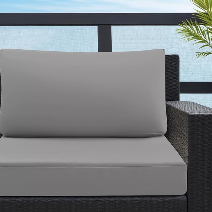 idee-home Outdoor Cushions for Patio Furniture, Outdoor Seat Cushion, Waterproof Hampton Bay Deep Seat Replacement Couch Chair Cushions for Garden Lawn Backyard Deck, 28.5 x 28.5 Grey
