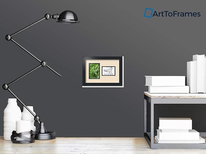 ArtToFrames Collage Photo Frame Double Mat with 1 - 3.5x5^ 4x6 Openings and Satin Black Frame