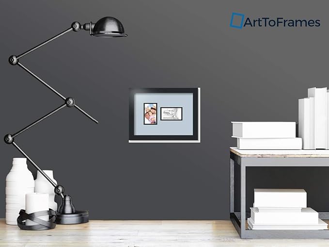 ArtToFrames Collage Photo Frame Double Mat with 2 - 3x5 Openings and Satin Black Frame