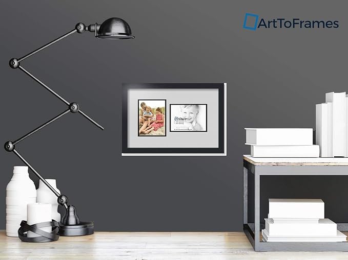 ArtToFrames Double-Multimat-775-756/89-FRBW26079 Collage Photo Frame Double Mat with 2-6x8 Openings and Satin Black Frame