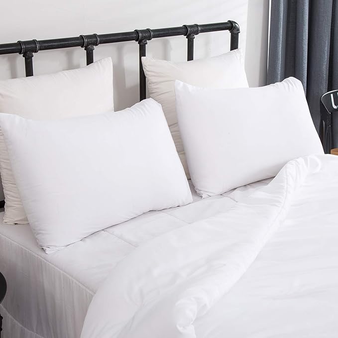Pureant White Comforter Sets Full Size Solid Color Bedding Comforters Lightweight Plain Color Bed Quilts Full Size Cozy Women Men All White Minimalist Bedding Adults Teens Durable Blankets