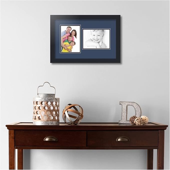 ArtToFrames Collage Photo Frame Double Mat with 2 - 5x7 Openings and Satin Black Frame