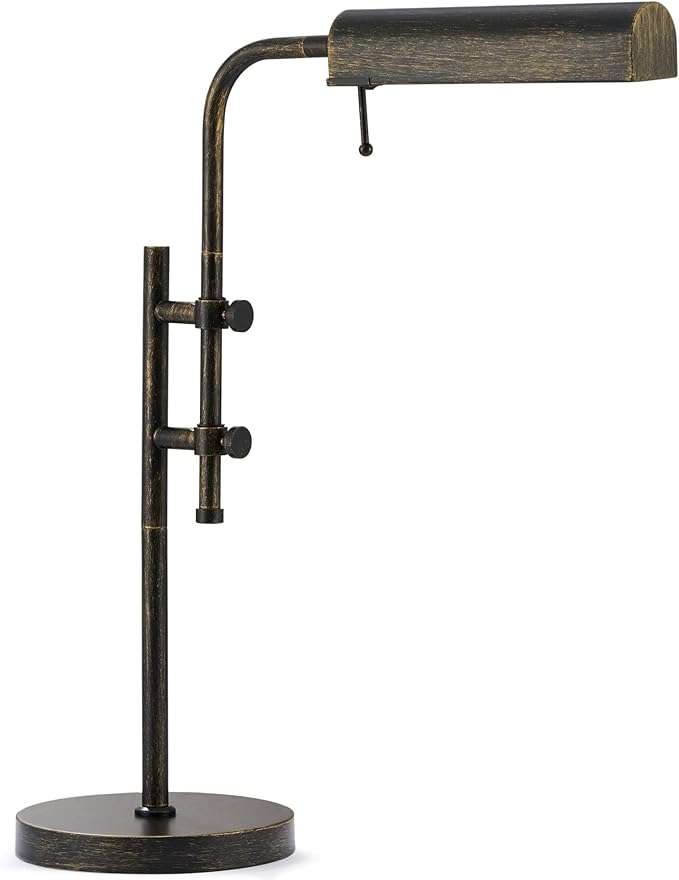 VONLUCE Rustic Desk Lamp, Adjustable Industrial Style Metal Table Lamp, 3 Color Temperatures LED Reading Lamp for Living Room Bedroom Office, Antique Black