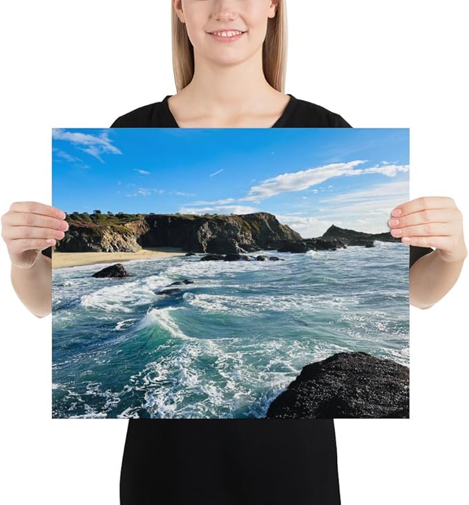 Bodega Bay Coastal Poster – Ocean Photography Wall Art Print – California Nature Landscape – Horizontal Seascape Decor – Picture for Living Room or Bedroom (16x20 inches) - Unframed Poster