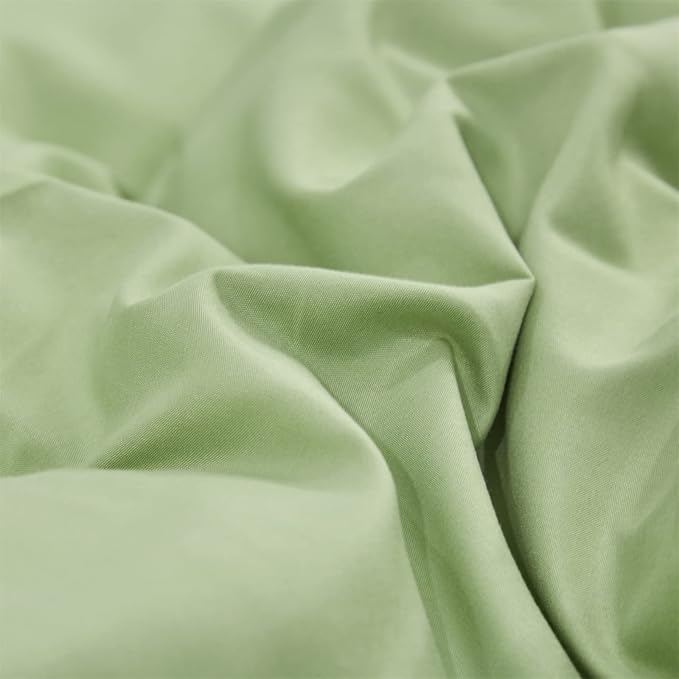 CLOTHKNOW Green Ruffles Queen Comforter Set Farmhouse Bedding Comforter Sets Soft Light Green Comforter with 2 x Pillow Cases