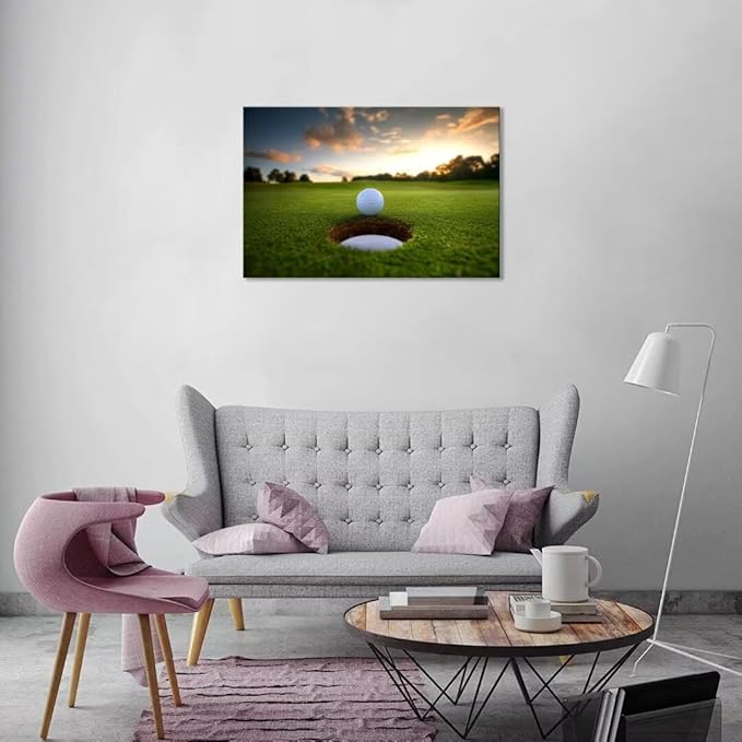 chenchenArt Golf Wall Art for Living Room Bedroom Home Decorations Golf Ball Picture Poster Canvas Prints Modern Artwork Framed Ready to Hang(28''H x 44''W)