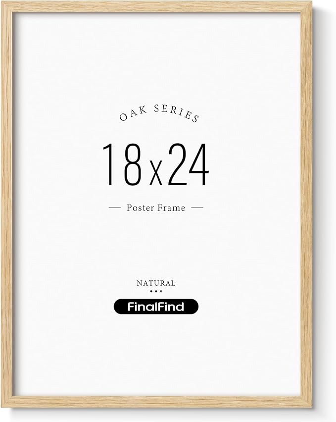 Minimalist 18x24 Frame, Natural Solid Oak Wood 18x24 Poster Frame, Lightweight for Wall Mounting(Single, Oak)