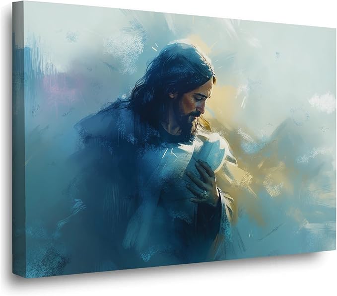 Christian Wall Art Print, Religious Scripture Biblical Decor, Faith-Based Inspirational Landscape with Cross, Digital Printed Canvas Poster for Church, Home Chapel, Prayer Room Decor