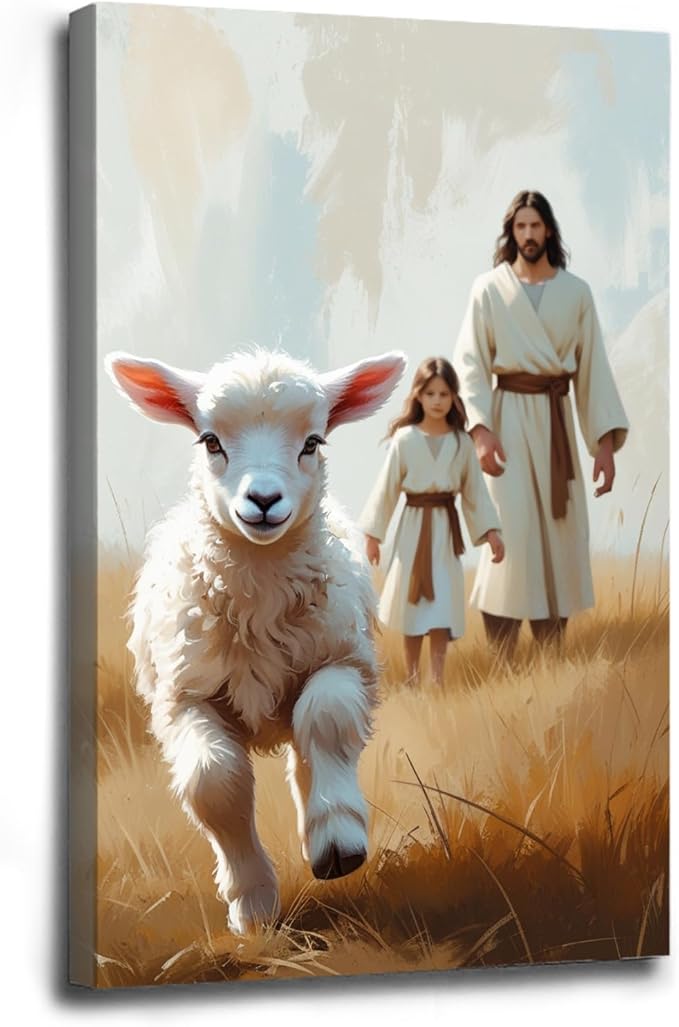 Christian Wall Art Print, Religious Scripture Biblical Decor, Faith-Based Inspirational Landscape with Cross, Digital Printed Canvas Poster for Church, Home Chapel, Prayer Room Decor