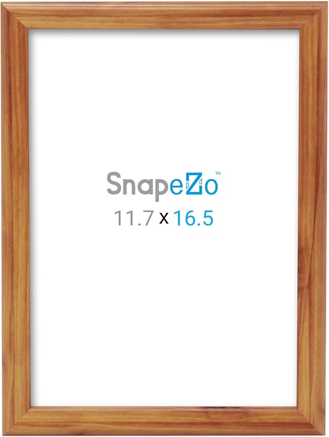 SnapeZo 11.7 x 16.5 (A3 Euro) Wood Effect Poster Frame, Front-Loading, Wall Mount, Aluminum 1" Profile, Sleek Series