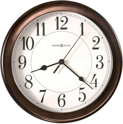 Howard Miller Virgo Wall Clock - Round Analog Clock, Battery Operated with Quartz Movement, Sturdy Metal Frame, Modern Display, Easy-to-Read Numerals - Ideal for Kitchen, Bedroom, & Living Room Decor