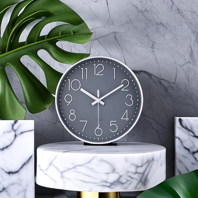 jomparis Wall Clock 12 Inch Non-Ticking Silent Battery Operated Round Wall Clock Modern Simple Style Decor Clock for Home/Office/School/Kitchen/Bedroom/Living Room