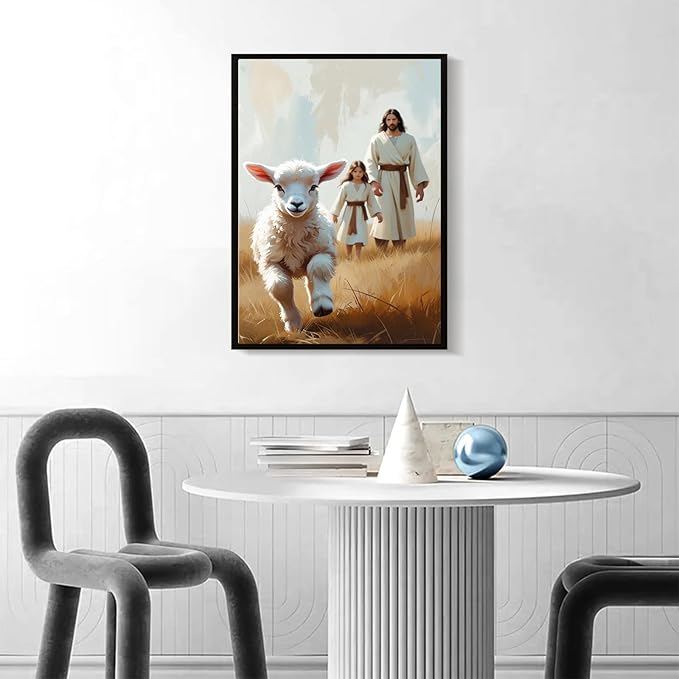 Christian Wall Art Print, Religious Scripture Biblical Decor, Faith-Based Inspirational Landscape with Cross, Digital Printed Canvas Poster for Church, Home Chapel, Prayer Room Decor