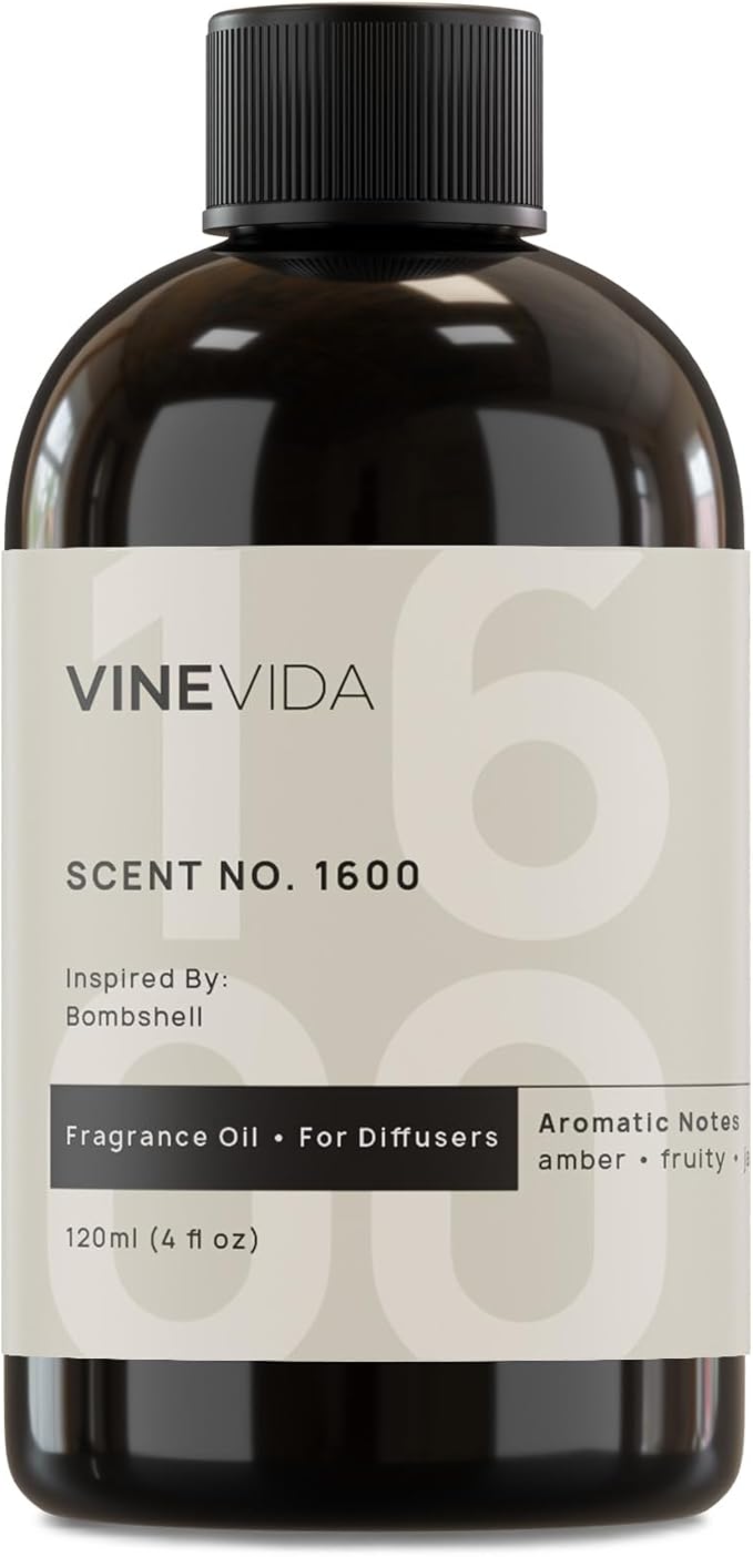 VINEVIDA [4 Fl Oz] Scent NO. 1600 Fragrance Oil for Cold Air Diffusers, Aromatic Notes of Amber Fruity Jasmine, Essential Oils for Diffuser Oil Refill & Air Freshener Room Spray