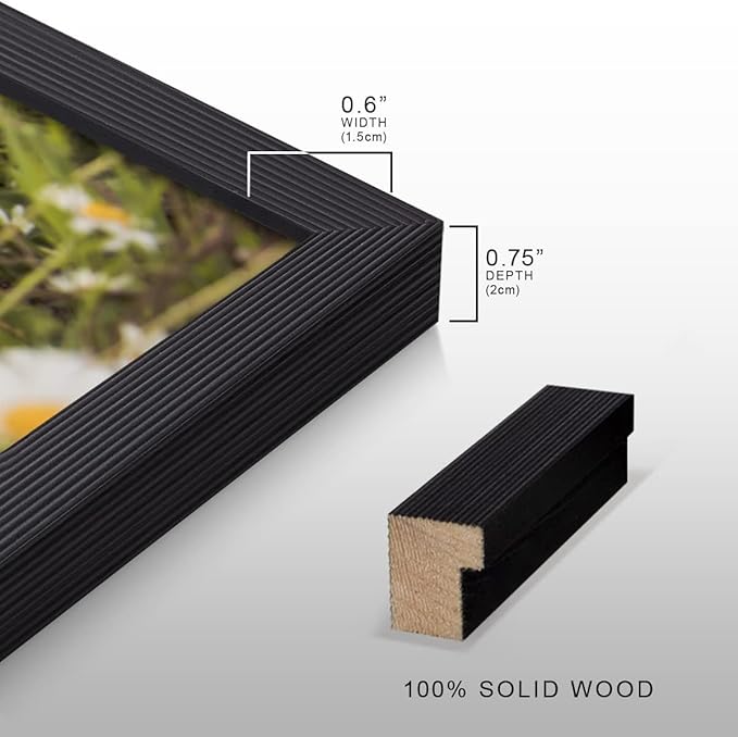 Renditions Gallery Set of 4, 11X14 Custom Photo Prints with Real Wood Picture Frames. Create Personalized Photos with Peel & Stick Photo Frames. Black Frame