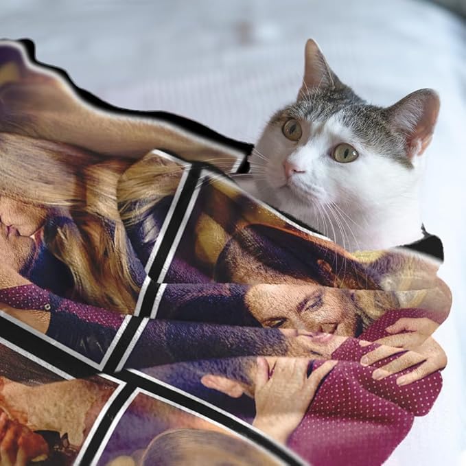 Custom Sherpa Fleece Blanket with Photos, Text, Soft, Warm, Fuzzy Personalized Couples Gifts for Boyfriend, Girlfriend