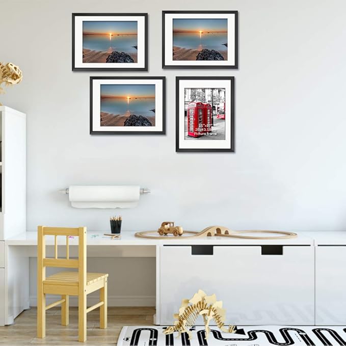 Giftgarden Black 16x20 Picture Frames, Matted to Display 11x17 Picture with Mat or 16 x 20 Artwork without Mat, Set of 4