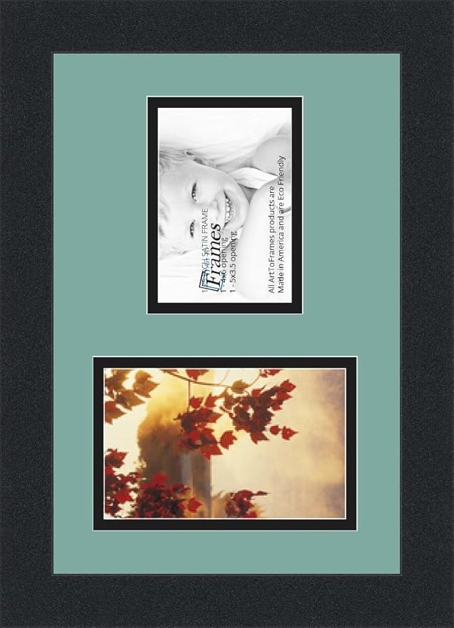 Art to Frames Double-Multimat-110-818/89-FRBW26079 Collage Photo Frame Double Mat with 1 - 3.5x5, 4x6 Openings and Satin Black Frame