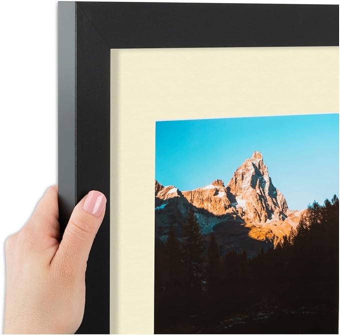 ArtToFrames Double-Multimat-106-791/89-FRBW26079 Collage Photo Frame Double Mat with 2-5x7 Openings and Satin Black Frame