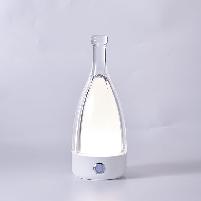 GlassGlo Cordless Rechargeable Battery Operated Touch Button Table Lamp, Stepless Dimming, 3 Color Modes, Modern Patio/Bed/Night Lamp (White)