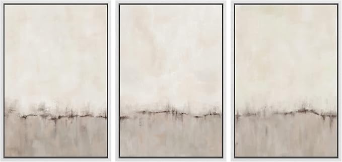 SIGNWIN Framed Canvas Print Wall Art Set Grunge Brown Gray Pastel Landscape Shapes Abstract Illustrations Modern Art Decorative Nordic Chic Calm for Living Room, Bedroom, Office - 24"x36"x3 White