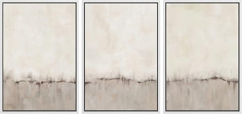 SIGNWIN Framed Canvas Print Wall Art Set Grunge Brown Gray Pastel Landscape Shapes Abstract Illustrations Modern Art Decorative Nordic Chic Calm for Living Room, Bedroom, Office - 24"x36"x3 White