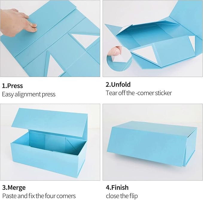 Gift Boxe 10" x 6" x 3" with Magnetic Closure Lid Gift Boxes for Presents,Bridesmaid Gifts Box,Cute Box,Birthday Gift box,Luxury for Gift Packaging, Magnetic Gift Box for Wrapping Gifts (Blue/5PCS)