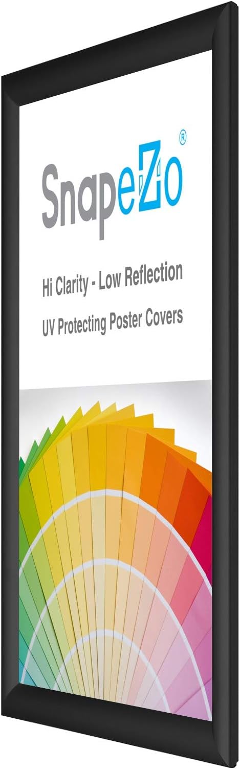 SnapeZo 16.5 x 23.4 inches (A2 Euro Size) Sleek Black Poster Frame, Front-Loading, Wall Mount, Aluminum 1" Profile, Sleek Series