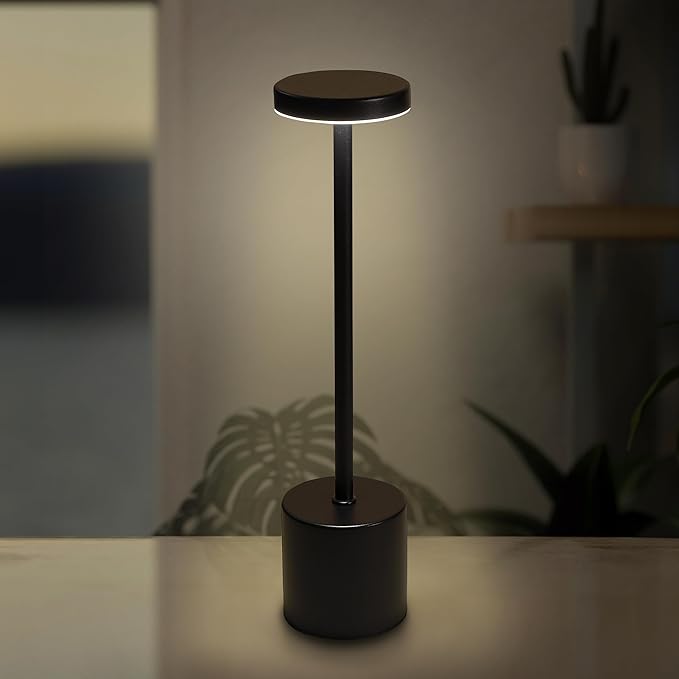 Camden Reed Table Lamp, Desk lamp, 3 Different Lighting Modes, Modern Minimal Design for Dinner/Coffee Table/Restaurant/Bedroom, Flat Black