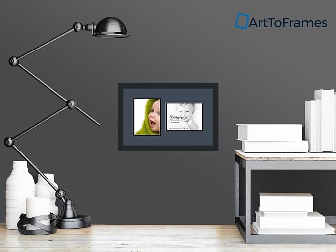 Art to Frames Double-Multimat-775-586/89-FRBW26079 Collage Photo Frame Double Mat with 2 - 6x8 Openings and Satin Black Frame