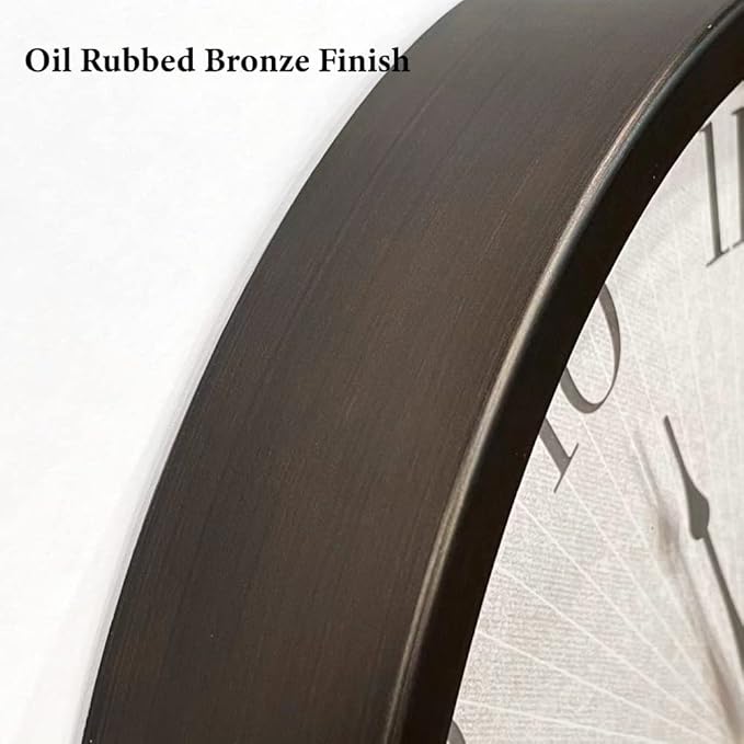Modern Farmhouse Clock, No Ticking Silent Clock, Modern and Vintage (Oil Rubbed Bronze, 12 inch)