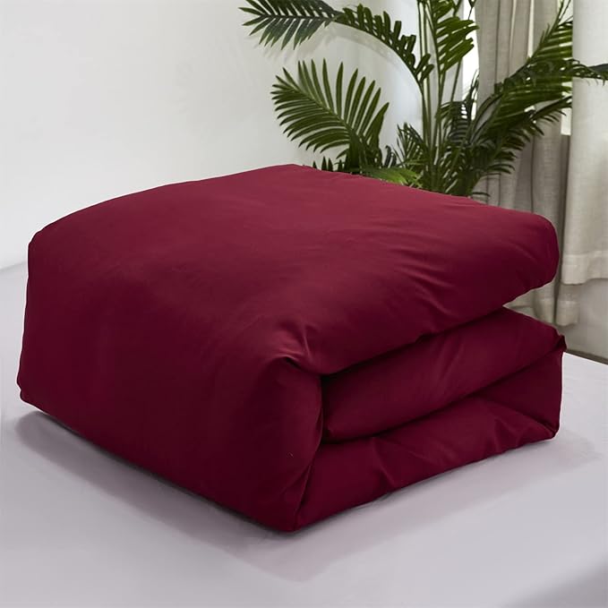 Pureant Burgundy Red Comforter Sets California King Wine Red Bedding Comforters Solid Dark Color Quilts Cal King Women Adults Luxurious Plain Claret Comforter Soft Crimson Bedding Noble Bordeaux Bed