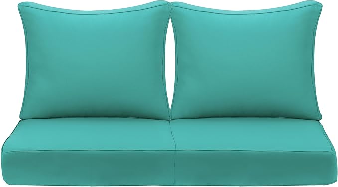 Outdoor Deep Seating Cushion Set, 24" x 24", Waterproof & Fade Resistant Patio Furniture Cushions with Handle, Deep Seat and Back Cushion for Chair and Sofa (2, Green)