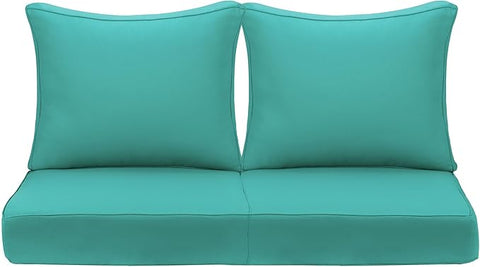 Outdoor Deep Seating Cushion Set, 24" x 24", Waterproof & Fade Resistant Patio Furniture Cushions with Handle, Deep Seat and Back Cushion for Chair and Sofa (2, Green)
