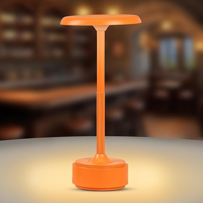 5200mAh Rechargeable Cordless LED Table Lamps Touch Sensor Light, 3-Levels Portable Dimming Wireless Battery Operated Lamp,Night Light/Restaurant Table/Outdoor/Coffee/Bar (Orange)