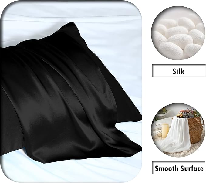 Silk Pillowcase for Hair and Skin,Soft,Breathable and Sliky 100% Silk Pillowcases King Set of 2,Both Sides Natural Mulberry Silk Pillow Cases with Hidden Zipper(King Size 20"X 36",2pcs)