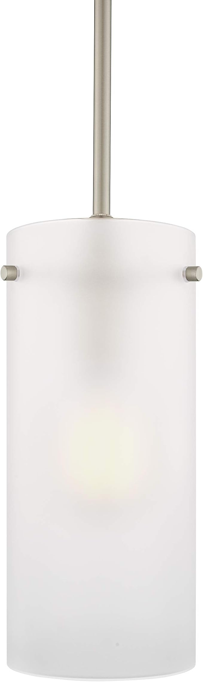 Linea di Liara Effimero Modern Brushed Nickel Pendant Light Fixtures Over Kitchen Island Sink Lighting Ceiling Hanging Farmhouse Mini Metal Industrial Pendant Lighting Large Frosted Glass Shade