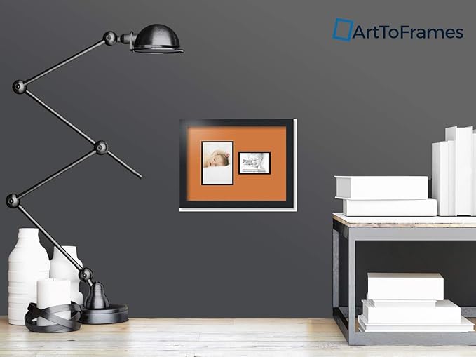 ArtToFrames Collage Photo Frame Double Mat with 1 - 3.5x5^ 5x7 Openings and Satin Black Frame