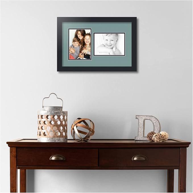 ArtToFrames Double-Multimat-106-818/89-FRBW26079 Collage Photo Frame Double Mat with 2-5x7 Openings and Satin Black Frame