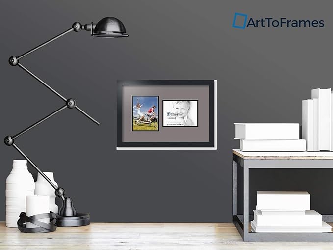 ArtToFrames Collage Photo Frame Double Mat with 2 - 6x8 Openings and Satin Black Frame