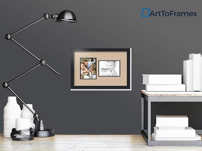 ArtToFrames Collage Photo Frame Double Mat with 2 - 6x8 Openings and Satin Black Frame