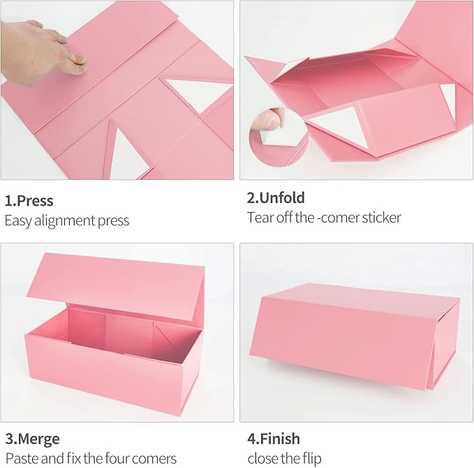Gift Boxe 10" x 6" x 3" with Magnetic Closure Lid Gift Boxes for Presents,Bridesmaid Gifts Box,Cute Box,Birthday Gift box,Luxury for Gift Packaging, Magnetic Gift Box for Wrapping Gifts (Pink/5PCS)