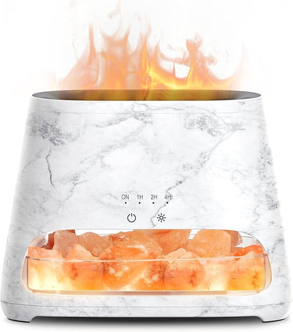 SALKING 2-in-1 Ultrasonic Essential Oil Diffuser & Himalayan Salt Lamp, Aromatherapy Diffuser Cool Mist Humidifier with 3 Brightness, Salt Therapy Lamp, 100% Pure Himalayan Salt Rock, 150ml (Marble)