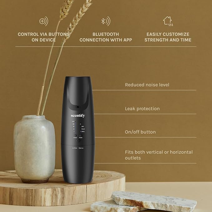 Scentify Plug-in Diffuser V2 - for Home, Office, Spa - Aromatherapy Bluetooth App Control - Waterless Quiet Aroma Essential Oil - 800 sq. ft - 100ml Bottle